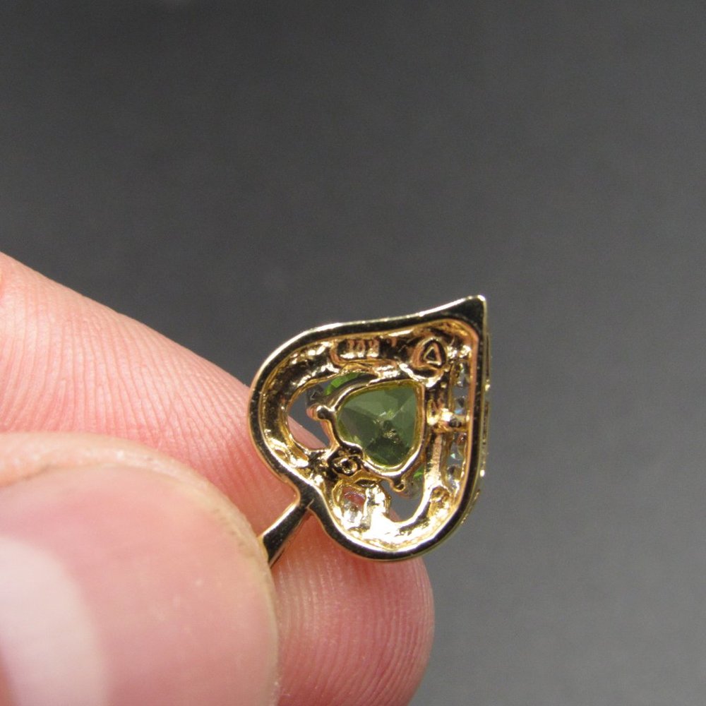 18" 10K Gold Peridot And CZ Necklace & Earrings - Picture 2 of 8